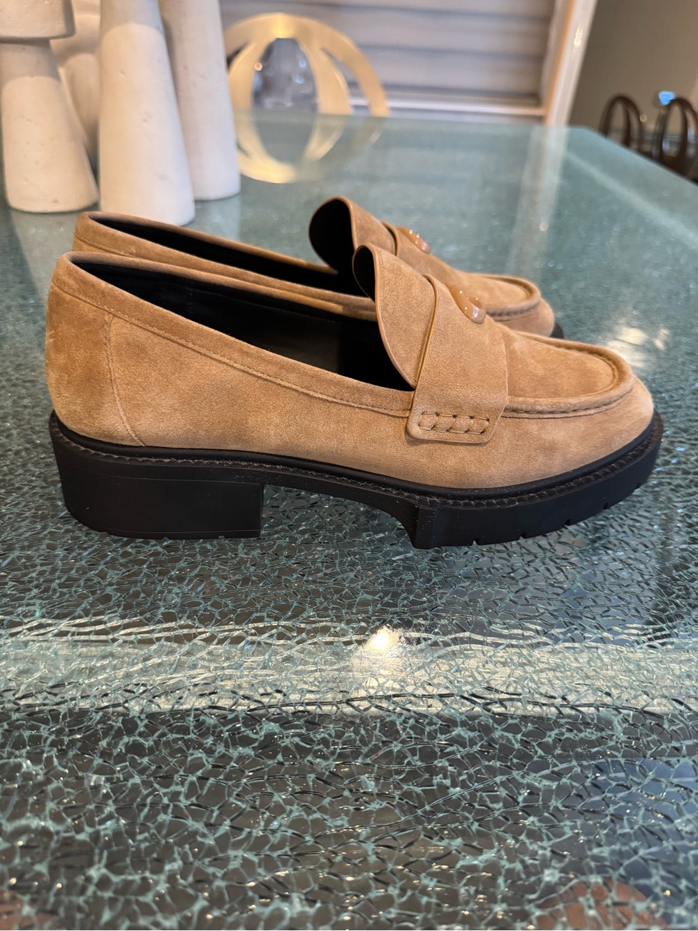 Coach Women’s Suede Penny Loafers in Tan - Classic Slip-On Style 10 - Picture 2 of 9